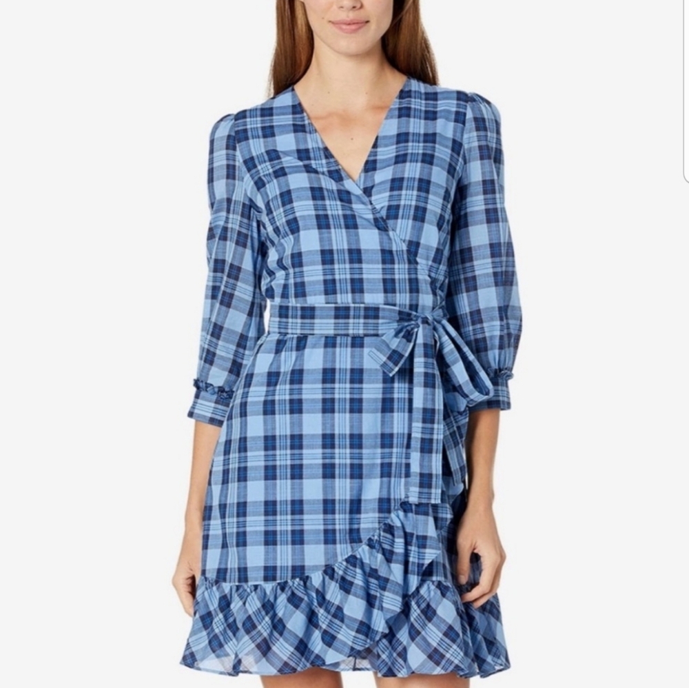 Draper James Reba Wrap Dress Midnight Plaid 18